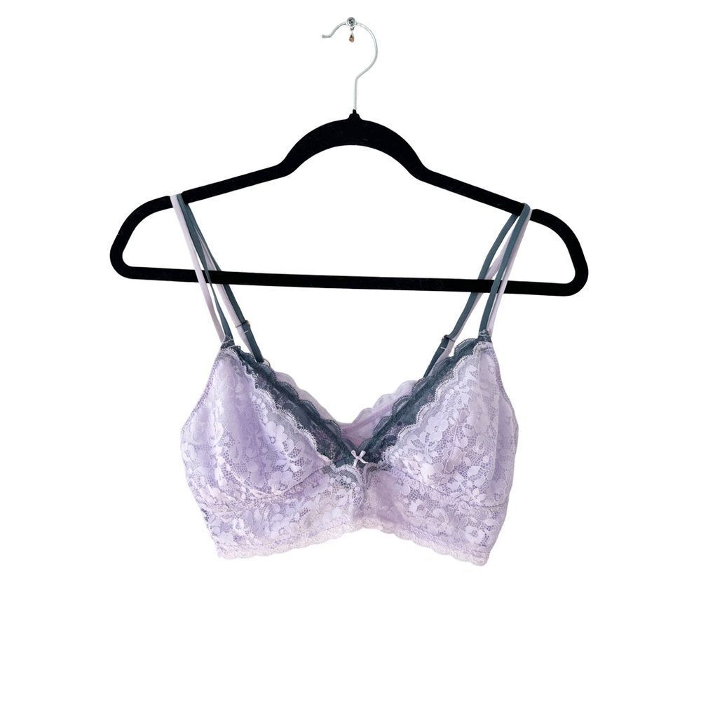 Rose + Vine Lavender Floral Lace‎ Lightly Lined Soft Cup Bralette Bra